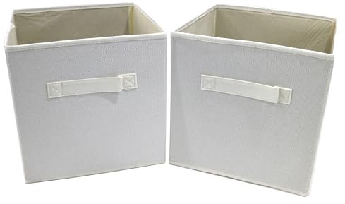 Clay Roberts Cubos de almacenamiento, cajas de almacenamiento, paquete de 2, blanco, juego de cestas de tela para unidades de almacenamiento, 25 cm x 25 cm x 25 cm, cestas blancas, cajas, cajas y