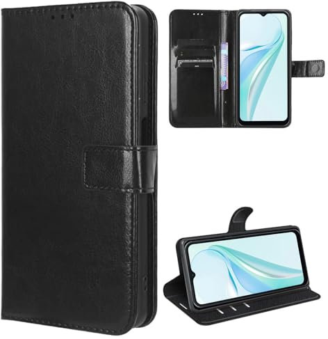 MEMELOKA Coque pour Blackview Wave 6C/Oscal Flat 1C, TPU Antichoc Interne et Premium Flip PU Étui de Protection avec Emplacements Cartes[Fermeture Magnétique][Fonction Support] - Noir