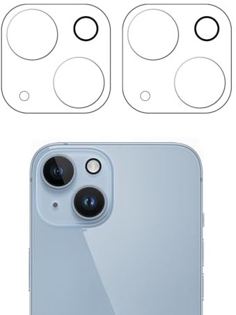 WedDecor Camera Lens Protector for iPhone 14 (6.1-inch) & iPhone 14 Plus (6.7-inch), 9H Tempered Glass, Ultra-thin Scratch-Resistant Tempered Glass, Case Friendly, Night Shooting Mode, Clear, 2pcs