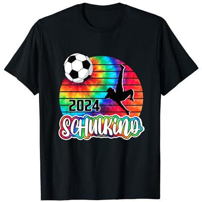 Einschulung Schulkind 2024 Schultüte Junge Fussball Tie Dye T-Shirt