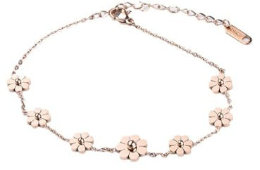Bracelet De Cheville En Forme De Marguerite Pour Femmes Et Filles, En Titane Et Acier Inoxydable, Chaîne De Pied Réglable, Plaqué Or 18 Carats, Accessoires De Cheville Pour Sandales d'Été (Or rose)