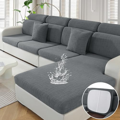 Ystyle Funda Asiento Sofa Ajustable, Impermeable Funda Sofa Cojin Separado, Antideslizante, Universal, Lavable, Protector de Muebles para Perros y Mascotas (Chaise Longue, Gris Claro)