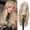 FESHFEN Lange Perücken mit Pony, Balayage Blond Geschichtete Perücke für Damen Frauen Natürliche Synthetik haare Perucken für Tägliche Party, 65 cm Dreckige Blonde