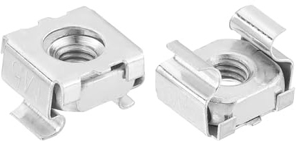 QUARKZMAN M5 x 0,8 mm Käfigmutter, 50 Stück Snap-in Käfigmuttern | KarbonStahl verzinkt metrische Mutter für Server-Rack-Schrank, Silber