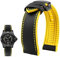 Passend for Breitling, Passend for Citizen, Passend for Tissot, Passend for Omega 20, 22 mm, 23 mm, 24 mm, Nylon-Fluorkautschuk-Armband, weiches Silikonarmband, Herren-Uhrenarmband(Black yellow black