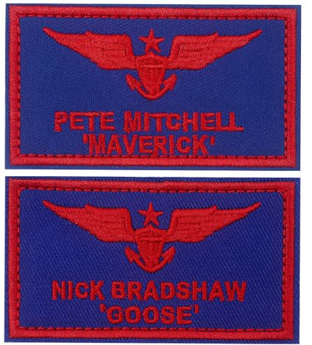 Goose & Maverick lustiger bestickter Bügel-/Aufnäher, 9,7 x 5,6 cm, bestickt, zum Aufbügeln, für Hemden, Rucksäcke, Hüte, Jacken, (Goose & Maverick Hook & Loop, blau)