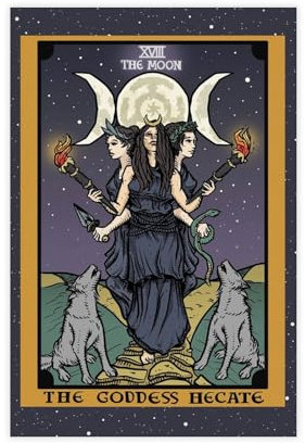 ANYUQI Tarotkarte, Leinwandposter Göttin Hekate im Mond, Wandkunst, Dekordruck, Bild Gemälde für Wohnzimmer, Schlafzimmer, Dekoration, 60 x 90 cm