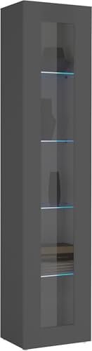 möbelando Vitrine >Benevent< in Anthrazit matt - 40x180x30cm (BxHxT)