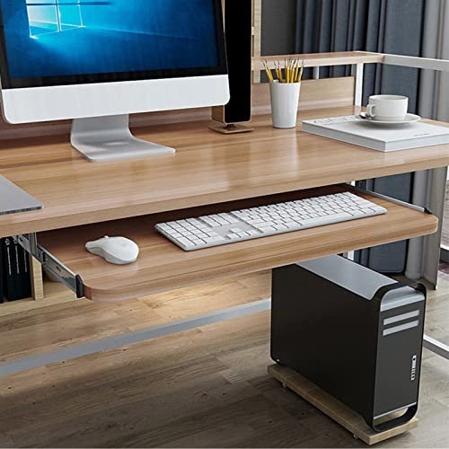Adjustable Height Walnut Keyboard Drawer Tray for Furniture Desk Accessories 54cm/60cm/70cm Under Desk Slide Stand with Wooden Rack Suits Hardware Platform