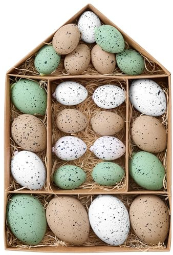 Victor's Workshop 25x Ostereier zum Aufhängen, farbige künstliche Ostereier für Osterdeko Osterstrauß Osterkörbchen Frühlingsdeko - Grün