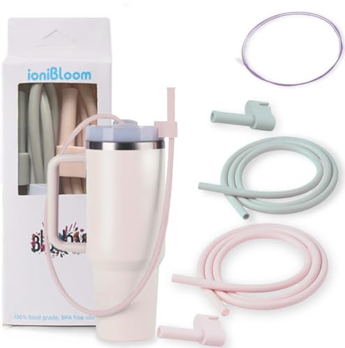 Extendable Long Straws for Stanley Cup, 2 Pack 35 Reusable Silicone Straws- CPC Certified, Fits 40 oz Tumbler And Large Water Bottle, Soft & Flexible Straw Accessories Gift Idea