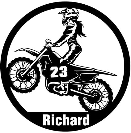 Personalisiert Wandtattoo Motorrad mit Name und Nummer Dirt Bike Wandaufkleber Wandsticker für Kinderzimmer Wohnzimmer Schlafzimmer Wanddeko,Geschenk für Kinder Junge Teenager Männer