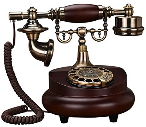 NBVOKLEAD Landline Phone,Retro Corded Phone, Vintage Desktop Landline Telephone, Wooden Classic Old Fashioned Rotary Dial Desk Phone with Redial Function, for Home And Office