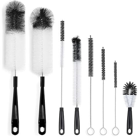 MEETOZ 8-Pack Bottle Cleaning Brush Set, Cleaning Supplies, Long Handle Bottle Cleaner for Washing Narrow Neck Wine/Beer Bottle, Hummingbird Feeder, Baby Bottle, Sports Bottle, Thermos, Flask