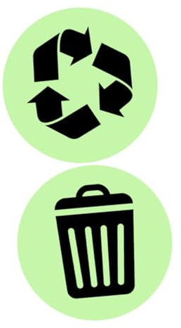 ETHZZLE Glow-in-The-Dark Trash Can Recycling Stickers, Self-Adhesive Garbage Sorting Decal for Kitchen and Canteen, 15x30cm Waste Bin Label