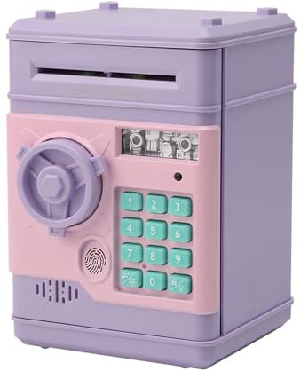 Ruspela Elektronische Digitale Spardose Tresor Kinder Safe ATM Sparschwein mit Passwortschutz und Fingerabdruck Entriegelungssimulation für Jungen Mädchen ab 3 Jahren Geschenk Bargeld Geldmünzbanken