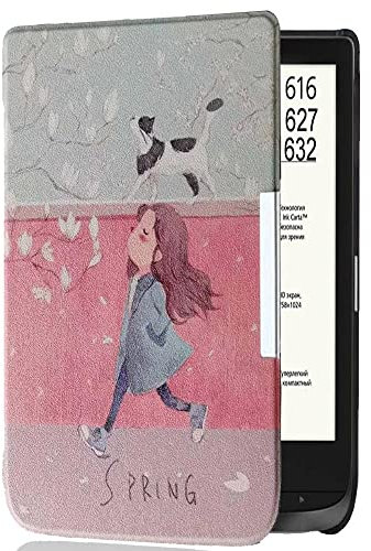 AKLiSa Étui de protection en cuir pour liseuse PocketBook Touch HD 3, Touch Lux 4, Basic Lux 2