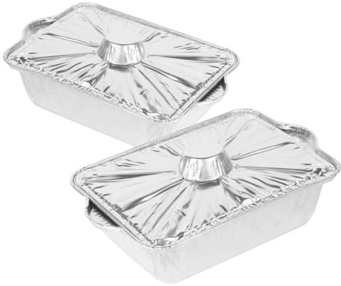 CRILSTYLEO 2er Set Grillpfanne Für Camping Und BBQ Rechteckige Wiederverwendbare Alufolien Pfanne Für Outdoor Kochen Ideal Für Fleisch Gemü Und Fisch Leicht Und Praktisch