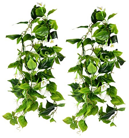 ABOOFAN 2stücke Teiliges Künstliche Weiße Morning Glory Ranken Realistische Hängende Seidenpflanzen Ungiftig Wetterbeständig Für Hochzeit Garten Treppen Zaun Party Outdoor-Dekoration