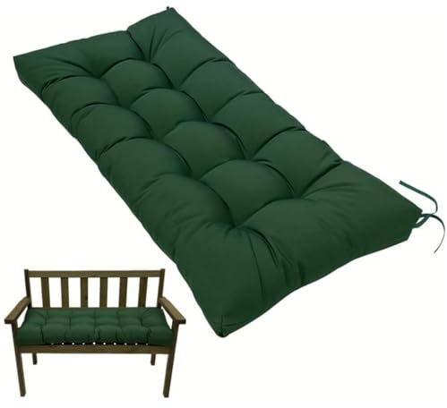 Waterproof 2-Seater Garden Bench Cushion 130x50cm with Non-Slip Straps - Patio Furniture Replacement Pad for Indoor & Outdoor Benches, Dining & Kitchen Seats, Swing Chair (Green)