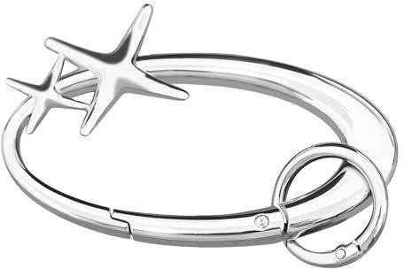 HINGTAI Stern-Karabiner-Schlüsselanhänger, cooler Schlüsselring, extragroß, glänzendes Chrom, Karabiner, minimales Legierungsmaterial, Silber, süß für Autoschlüssel, Geldbörse, Handtasche, Rucksack