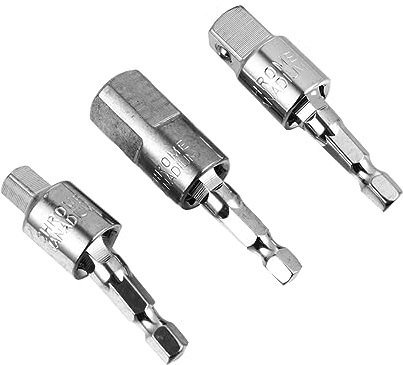 VILLCASE Adaptateurs De Douilles Pour Visseuse à Percussion En Acier à Haute Teneur En Carbone, Jeu 3 Pièces 1/4-3/8-1/2 Pouce, Pour Travaux Difficiles Et Accès Restreint, Outil Professionnel Solide