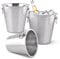 EVOKK Silver Wine Ice Bucket Stainless Hammered Steel Champagne Cooler with Handles Large Metal Ice Bucket for Wine Champagne and Beverages Premium Bar and Party Accessory-Pack of 3