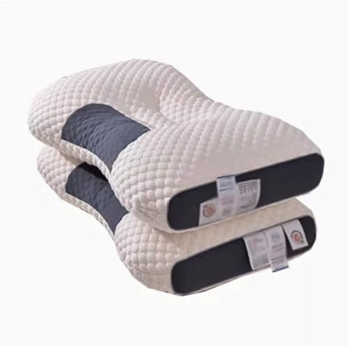 ROSEEONNE Kissen Bettkissen 3D Stricker Waben Massage Kissen Hals Wirbel Schutz hilft Schlafstandard, Weiß Kopfkissen