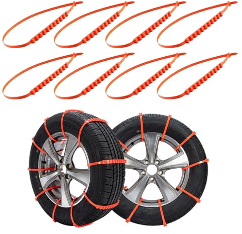Snödäck buntband, snökedjor för vinter bilddäck, bildäck snökedja, halkfria kedjor för bil, 8 stycken justerbara halkfria däck kedjor, bälteskedjor
