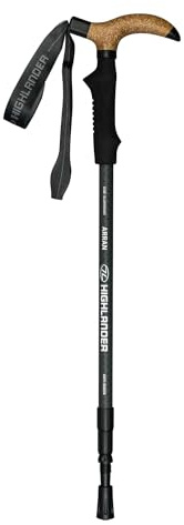 Highlander Arran Walking Pole - Lightweight Aluminium with T-Bar Handle for Hiking Outdoor Trekking