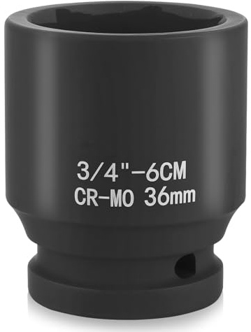 Llaves de Vaso 36mm, Llave Vaso 36mm, Dado con Entrada de 3/4, Dados Hexagonales Profundos de 6 Puntas, Dados para Tuercas de Ruedas