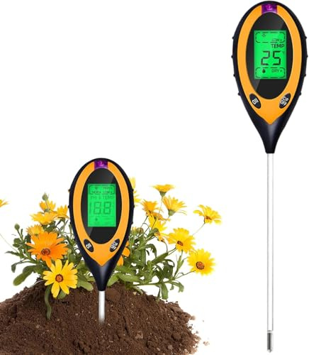 RUTIDA Bodentester, Boden PH-Messer, 3 in 1 Bodenmessgerät Feuchtigkeit, Fruchtbarkei, Boden-Feuchtigkeitsmessgerät, Bodentest Messgerät für Pflanzen Gartenarbeit Rasen Garten Landwirtschaft