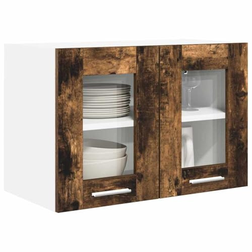 vidaXL Hängeschrank mit Regal Riga Geräucherte Eiche 60 x 31 x 40 cm, Geräumiger Stauraum, robuster Küchenregal, Moderne Wand-Organizer, Holzlösung für mehr Platz