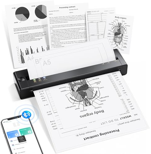 TATTMUSE Stampante Portatile, A4 Stampante Termica Compatibile con Phone/PC