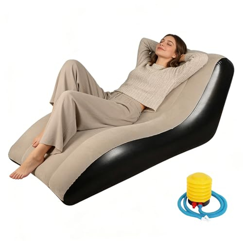 Yuragim Aufblasbares Sofa Aufblasbare Liege, 155x86x67cm Aufblasbare Luftbett mit Luftpumpe, Tragbare Aufblasbare Couch Camping Sofa, Aufblasbarer Sessel Wasserdichtes Luftsofa für Outdoor Strand Park