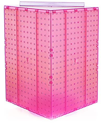 Azar Displays 701414-PNK Rotating Display Stand - 4-Sided Display Racks Peg Display Carousel (14” W x 14” D x 20” H) - Easy Assemble Revolving Display for Retail - Pegboard Organizer, Pink
