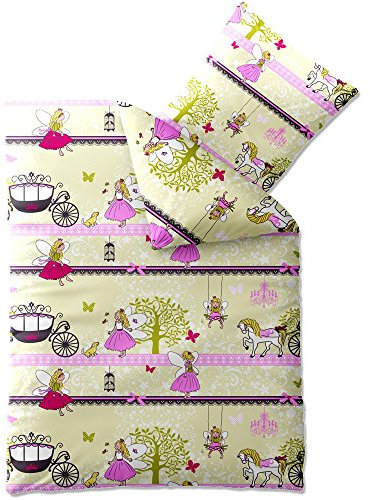 CelinaTex Biber Kids Bettwäsche 135 x 200 cm 2teilig Baumwolle Biber Elfe Fee Mädchen rosa pink grün