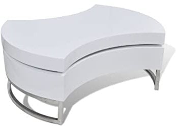 vidaXL Table Basse Forme Réglable Haute Brillance Blanc Salon Table d'Appoint