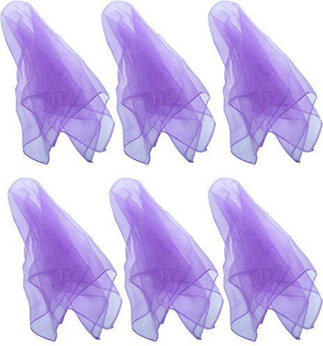Hoerev Pack of 6,60cmx60cm Clothing Dancing Juggling Scarves For Decoration Colours Scarves,Purple