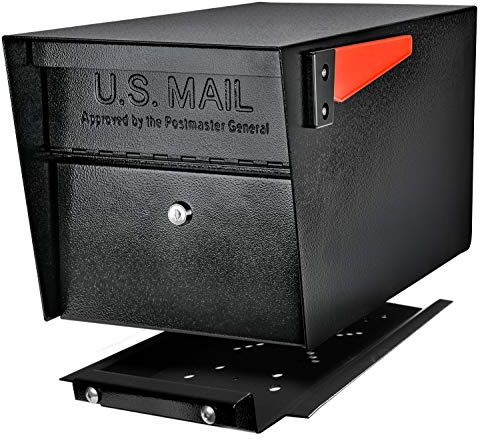 Mail Boss 7500 Mail Manager Pro Curbside Security, Black Locking Mailbox with House Numbers, Mounting Plate and Pull Out Mail Tray