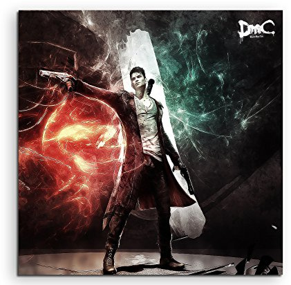 Devil May Cry Dante Leinwandbild in 60x60cm Made in Germany! Preiswerter fertig gerahmter Kunst-Druck zum Aufhängen - tolles und einzigartiges Motiv. Kein Poster oder Plakat!