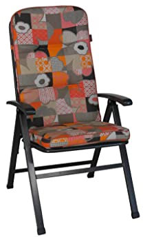 Angerer Freizeitmöbel GmbH Auflage für Gartenmöbel - Stuhlauflage hoch Made in Germany (Orange-Beige Gemustert)