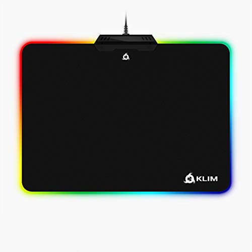 KLIM Tapis de Souris RGB Chroma - Tissu Haute Précision - Effets de Lumière - Plusieurs Modes - Gaming Gamer Jeux Vidéo - USB Rétroéclairé [ Nouvelle Version ]