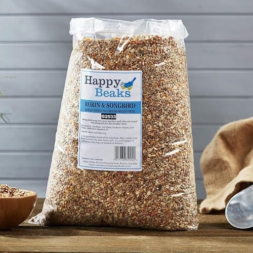 Happy Beaks Wild Bird Robin & Songbird Food No Mess Seed Mix High Energy Premium Feed for Wild Birds (5kg)
