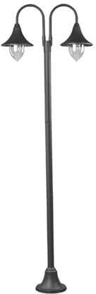 Lindby Mastleuchte außen Madea (spritzwassergeschützt (Modern) in Schwarz aus Aluminium (2 flammig, E27) - Kandelaber Außenleuchte