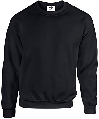 D&H CLOTHING UK Sudaderas Premium Ropa de Trabajo Lisa Jersey Informal con Cuello Redondo Suéter Deportivo Ocio Polar Negro