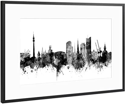 artboxONE Poster mit Rahmen Schwarz (Metallic) 30x20 cm Dortmund Germany Skyline 2 von Michael Tompsett