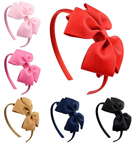 ZOCONE Fiocco Cerchietto per capelli Bambine, 6 Pezzi Ragazze Cerchietti per Capelli Fiocco Fascia per Capelli Bambine Neonata, 6 Colori(Rosso)