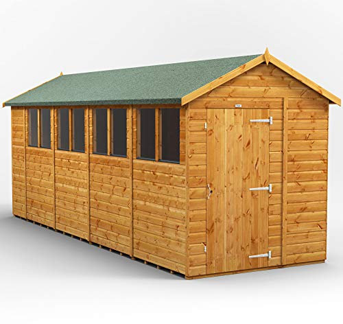 POWER High Grade Premium Apex Garden Wooden Shed with Security Features, PVC Window Sills, Door & Window Flexibility, made from Extra Thick Timber & Toughened Glass