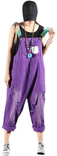 Bigassets Donna Jeans Salopette Senza maniche Tute pagliaccetto Style 1 Purple